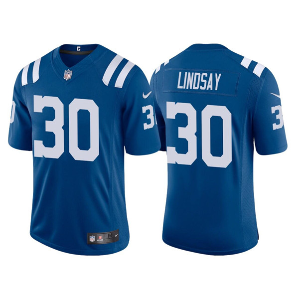 Men's Indianapolis Colts #30 Phillip Lindsay Blue Stitched Football Jersey - Click Image to Close